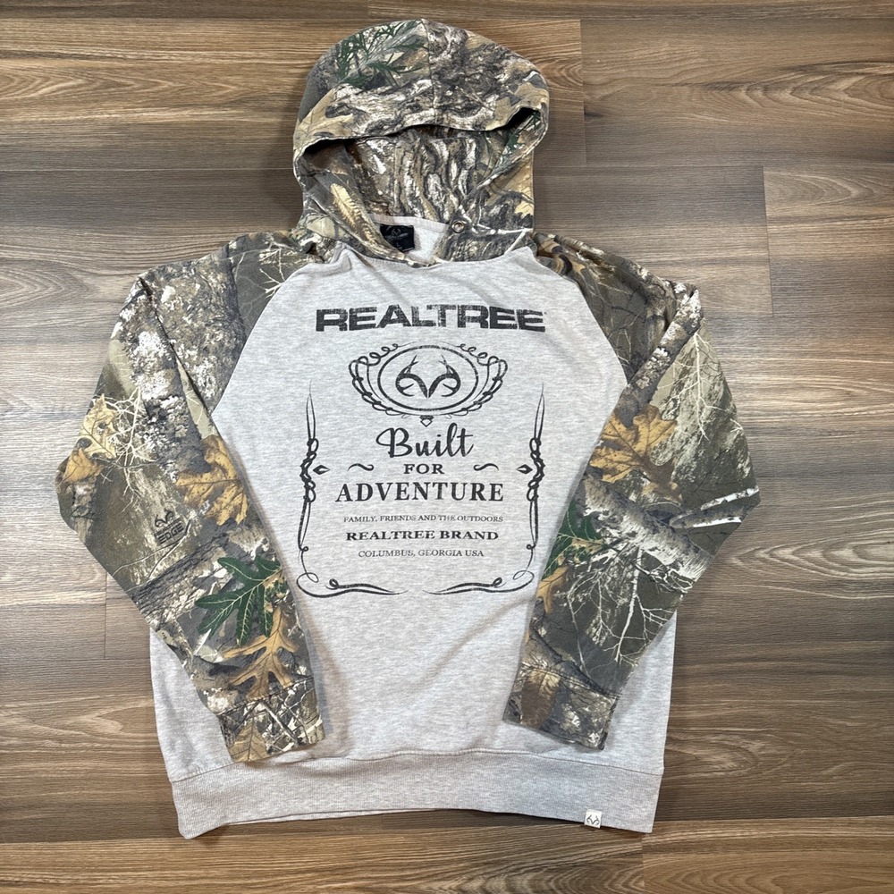 Realtree Men's Built For Adventure Camo Raglan Pullover Hoodie Size L
